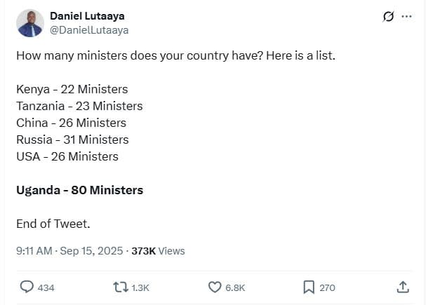 Daniel lutaaya daniellutaaya how many ministers does your country have? here is