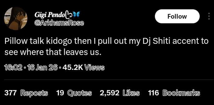 Gigi pendolo ikhamsrose follow pillow talk kidogo then pull out my dj shiti acce