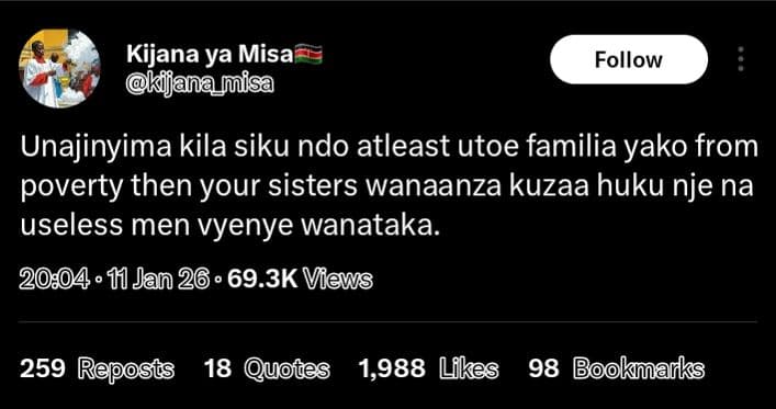 Kijana ya misa janamisa follow unajinyima kila siku ndo atleast utoe familia yak