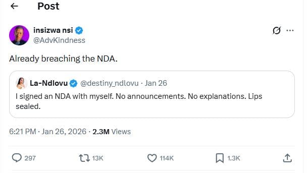 Post insizwa nsi advkindness already breaching the nda. landlovu destiny_ndlovu