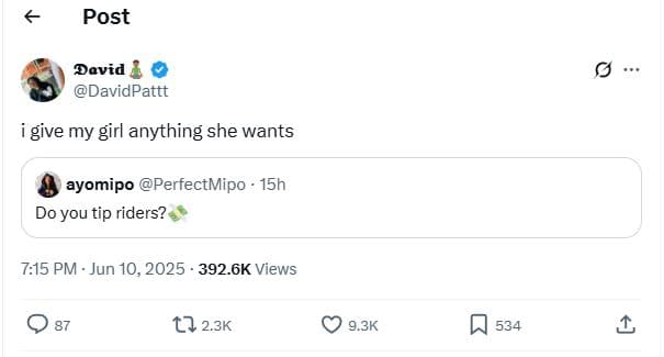 Post david davidpattt igive my girl anything she wants ayomipo perfectmipo . 15h