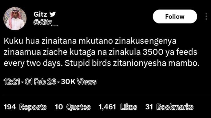 Gitz dgfiz_ follow kuku hua zinaitana mkutano zinakusengenya zinaamua ziache kut