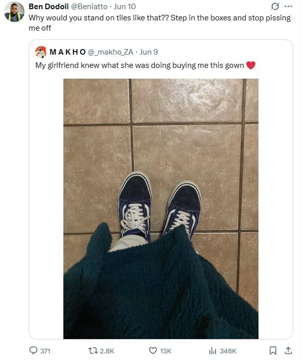 Ben dodoli beniatto jun 10 why ' would you stand on tiles like that?? step in th