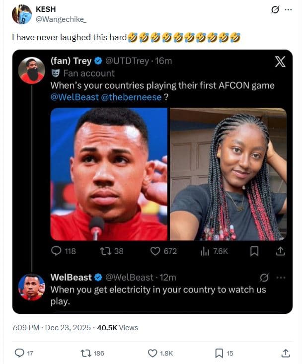 Kesh wangechike have never laughed this hard fan trey utdtrey . 16m fan account