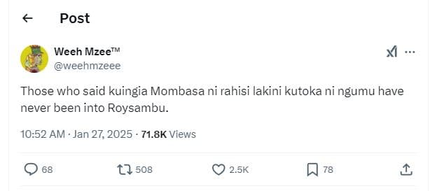 Post weeh mzeerm weehmzeee xi those who said kuingia mombasa ni rahisi lakini ku