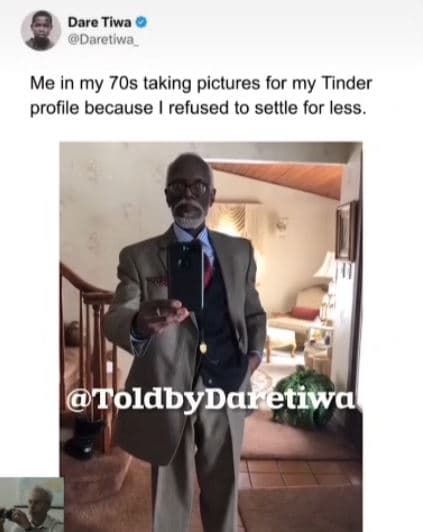 Darc tiwa daretiwa me in my 7os taking pictures for my tinder profile because re