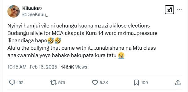 Kiluuksv deekiluu_ nyinyi hamjui vile ni uchungu kuona mzazi akilose elections b