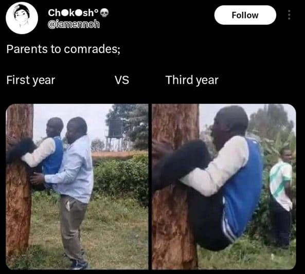 Chokosh 0 iamennoh follow parents to comrades first year vs third year