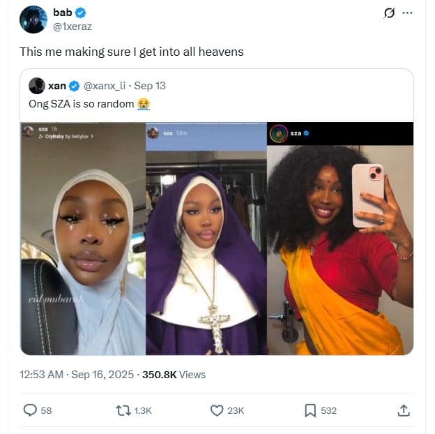 Bab ixeraz this me making sure get into all heavens xan xanx_li . sep 13 ong sza