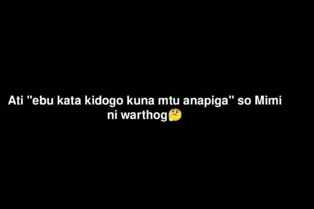 Ati ebu kata kidogo kuna mtu anapiga so mimi ni warthog