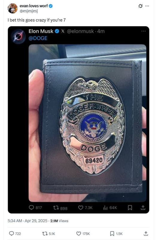 Evan loves worf esjesjesj bet this goes crazy if you're 7 elon musk x elonmusk a