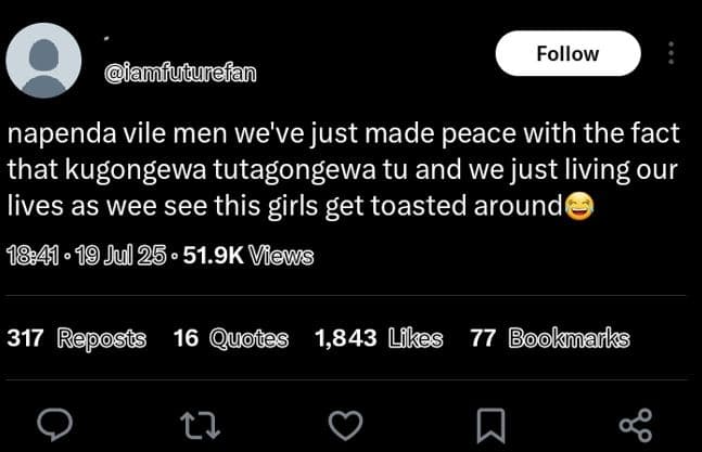 Follow siamfuturefan napenda vile men we've just made peace with the fact that k