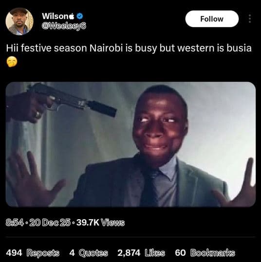 Wilsone wadlecyo follow hii festive season nairobi is busy but western is busia