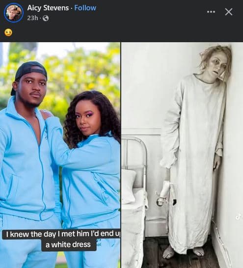 Aicy stevens follow 23h knew the day met him i'd end ul a white dress