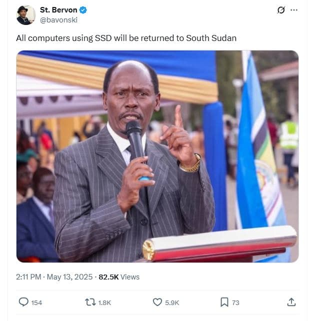 St. bervon bavonski all computers using ssd will be returned to south sudan 211