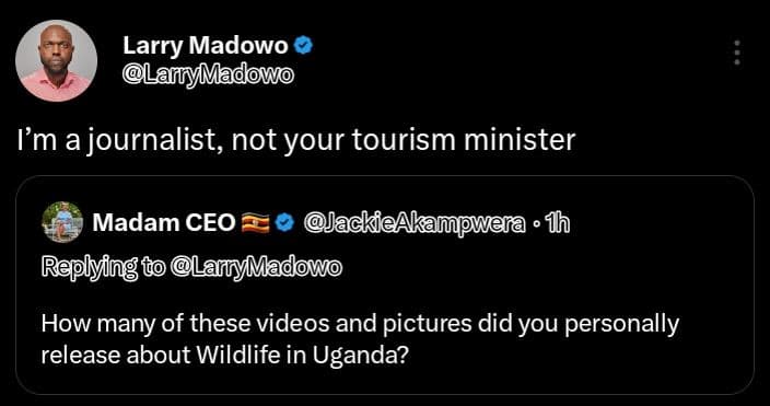 Larry madowo larrymadowo lm ajournalist, not your tourism minister madam ceo jac