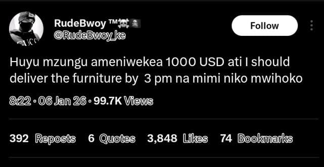 Rudebwoy tm rudebwoyke follow huyu mzungu ameniwekea usd ati i should deliver th