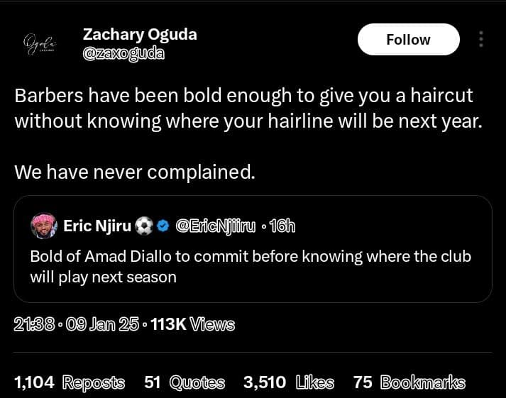 Zachary oguda 0p uda follow barbers have been bold enough to give you a haircut