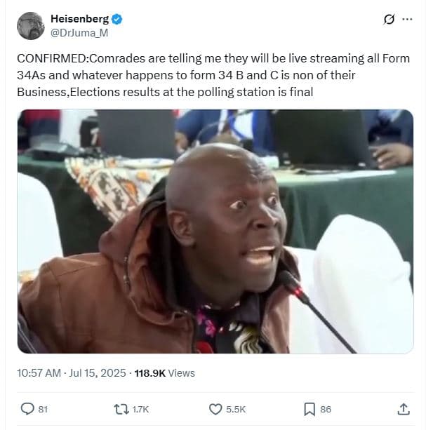 Heisenberg drjuma_m confirmedcomrades are telling me they will be live streaming