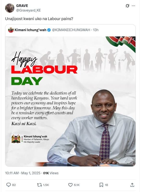 Grave graveyard_ke unajipost kwani uko na labour pains? kimani ichung'wah kimani