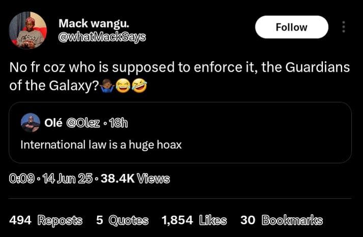 Mack wangu. whadmacksays follow cs no fr coz who is supposed to enforce it, the
