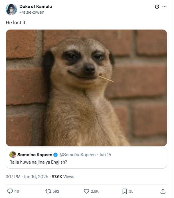 Duke of kamulu sleekowen he lost it somoina kapeen somoinakapeen jun 15 raila hu