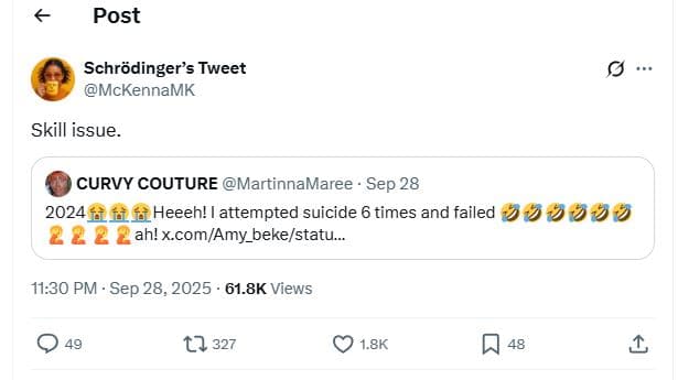 Post schrödinger's tweet mckennamk skill issue. curvy couture martinnamaree sep