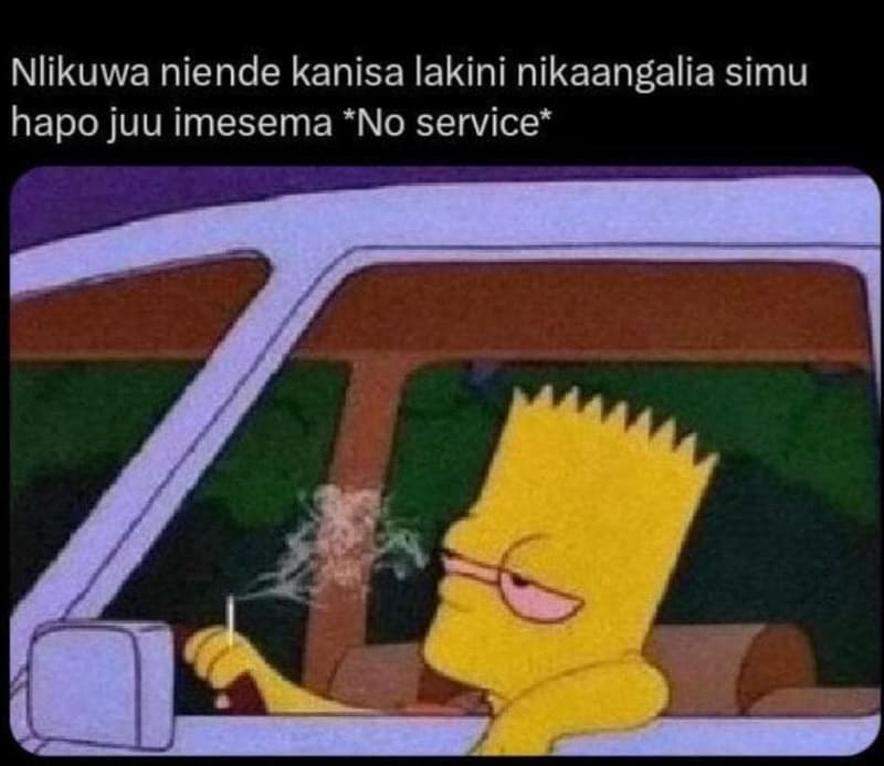 Nlikuwa niende kanisa lakini nikaangalia simu hapo juu imesema no service