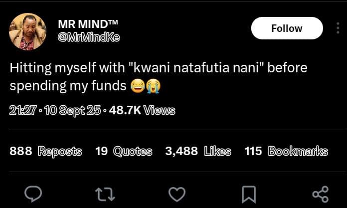 Mr mindtm mrmindke follow hitting myself with kwani natafutia nani before spendi