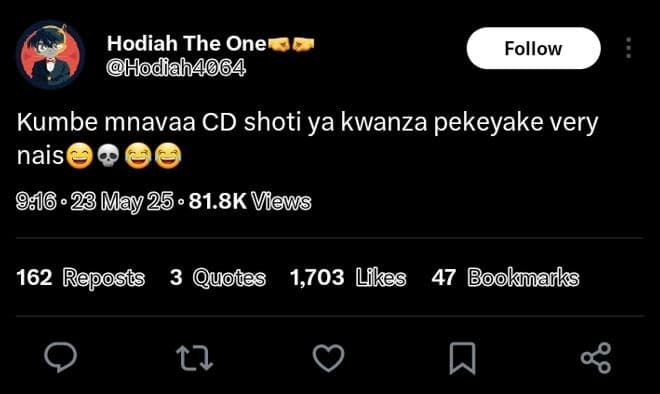 Hodiah the one hodiah4064 follow kumbe mnavaa cd shoti ya kwanza pekeyake very n