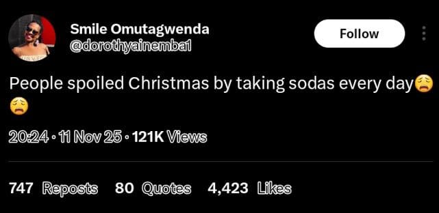 Smile omutagwenda donodhyainembal follow people spoiled christmas by taking soda
