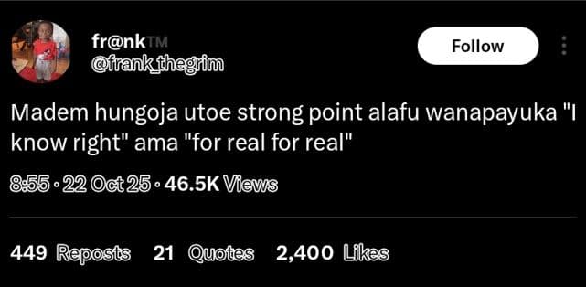 Frnktm ftankthegrim follow madem hungoja utoe strong point alafu wanapayuka know