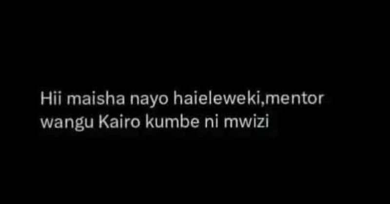 Hii maisha nayo haieleweki mentor wangu kairo kumbe ni mwizi