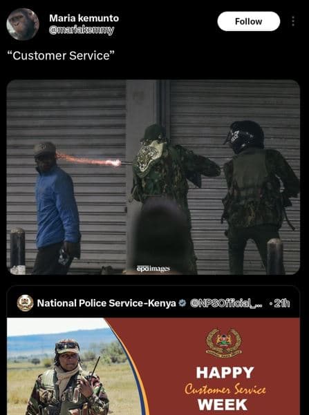 Maria kemunto marlakemny follow customer service painueu national police service