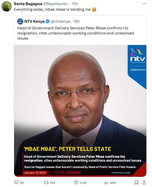 Santa bagagwa nyamburah_ 15h everything aside mbae mbae is sending me ntv kenya