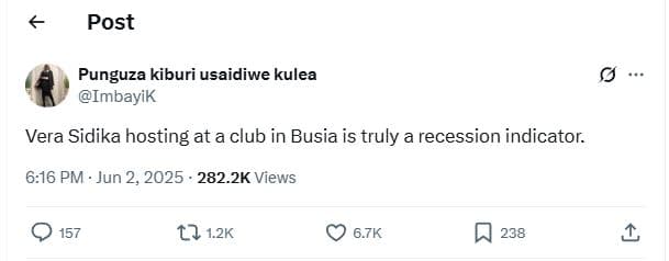 Post punguza kiburi usaidiwe kulea imbayik vera sidika hosting at a club in busi