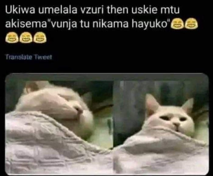 Ukiwa umelala vzuri then uskie mtu akisemavunja tu nikama hayuko'6 rnslele wwver