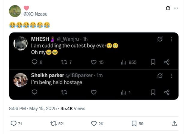 Xo_nzasu mhesh wanjru . 1h tam cuddling the cutest boy ever oh my ll 7 0 15 iu 9