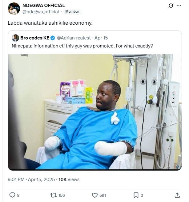 Ndegwa official ndegwa_official member labda wanataka ashikilie economy bro_code