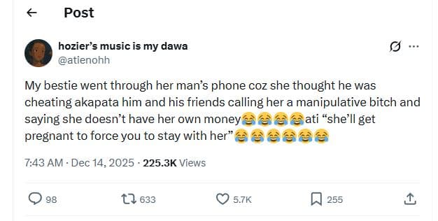 Post hozier's music is my dawa atienohh my bestie went through her man's phone c