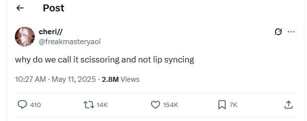 Post cherill freakmasteryaoi why do we call it scissoring and not lip syncing 10