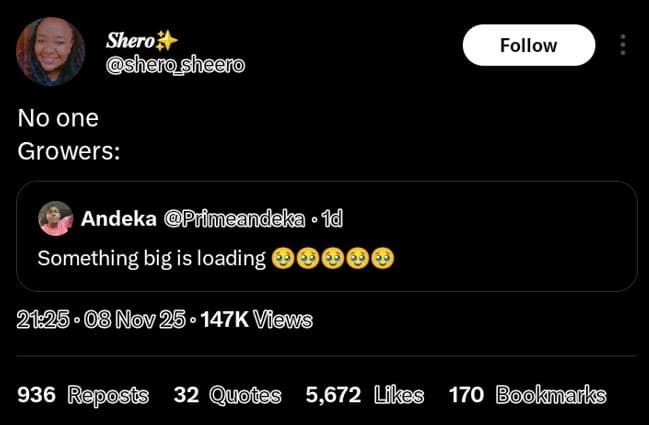 Shero sherosheero follow no one growers andeka primeandeka 1 something big is lo