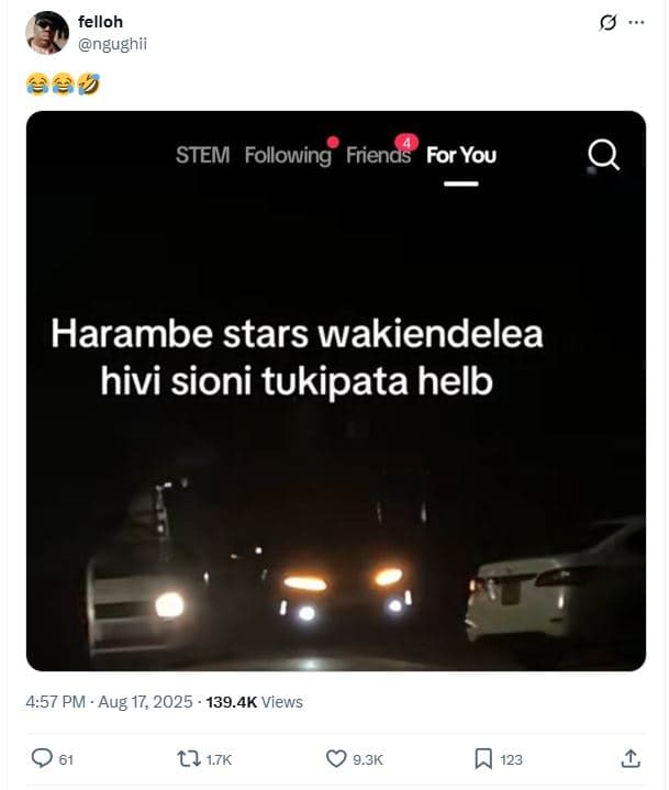 Felloh ngughii 49 stem following frienas for you harambe stars wakiendelea hivi