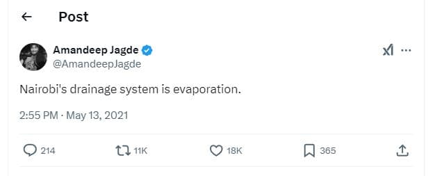 Post amandeep jagde amandeepjagde nairobi's drainage system is evaporation. 2.55