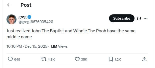 Post greg greg16676935420 subscribe just realized john the baptist and winnie th