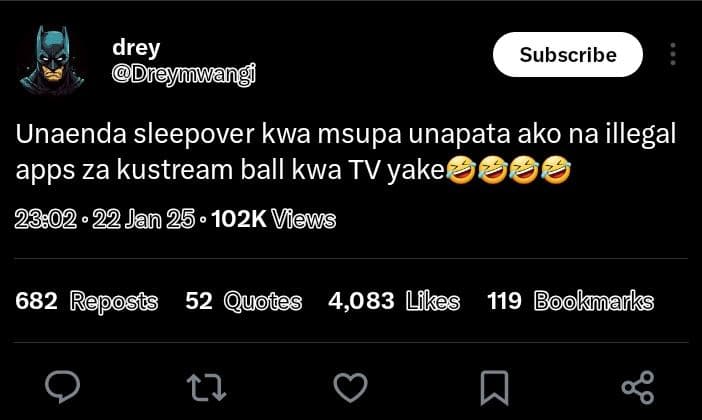 Drey dreymwangi subscribe unaenda sleepover kwa msupa unapata ako na illegal app