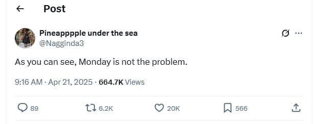 Post pineapppple under the sea nagginda3 as you can see, monday is not the probl