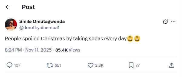 Post smile omutagwenda dorothyainembai people spoiled christmas by taking sodas