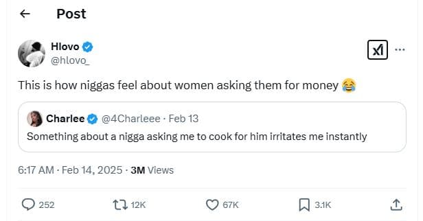 Post hlovo hlovo_ this is how niggas feel about women asking them for money char