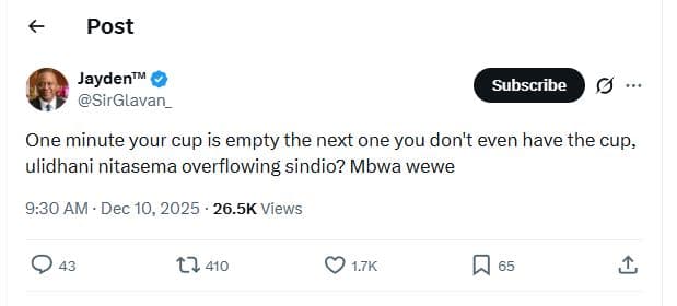 Post jaydentm sirglavan_ subscribe one minute your cup is empty the next one you